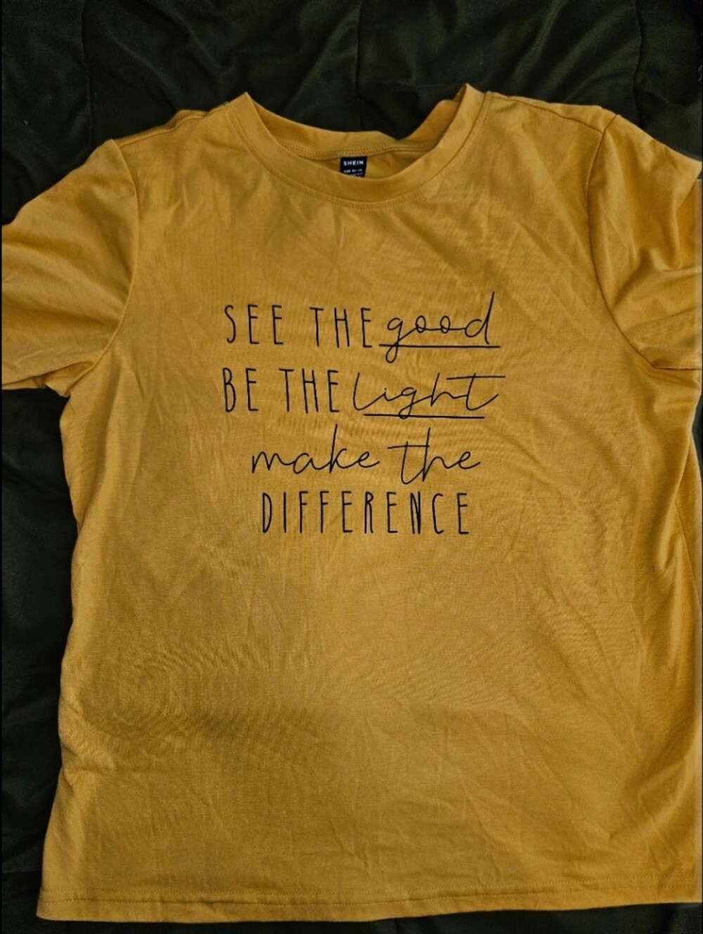 Mustard Yellow Graphic Tee - Inspirational Slogan